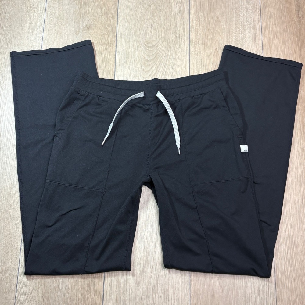 Vuori Performance Wide Leg Joggers Black Pockets Recycled Polyester Size Medium